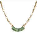 Patricia Nash Gold-Tone Sorella Green Leather Wrapped Crescent Necklace 