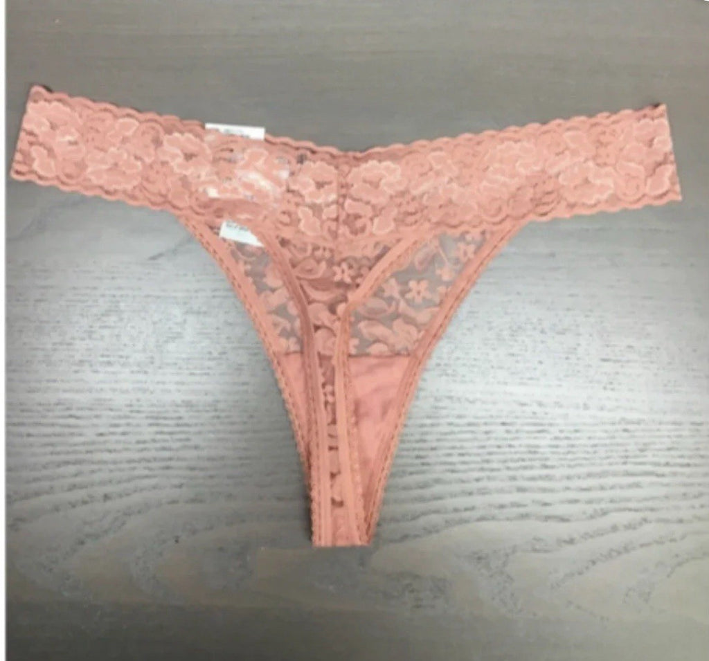 I.N.C. International Concepts  Lace Thong Underwear, Ash Rose, XL