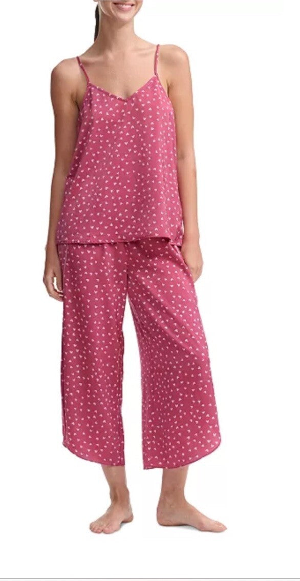 Splendid Women's 2-Pc. Printed Cropped Pajamas Set - Mini Heart Toss XS