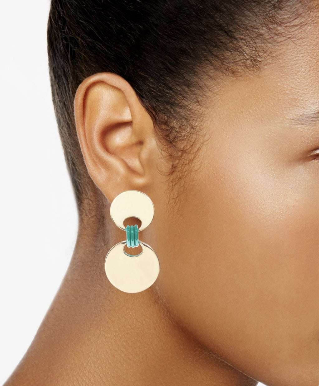 On 34th Gold-Tone Disc & Color Ring Drop Earrings for Women NWT