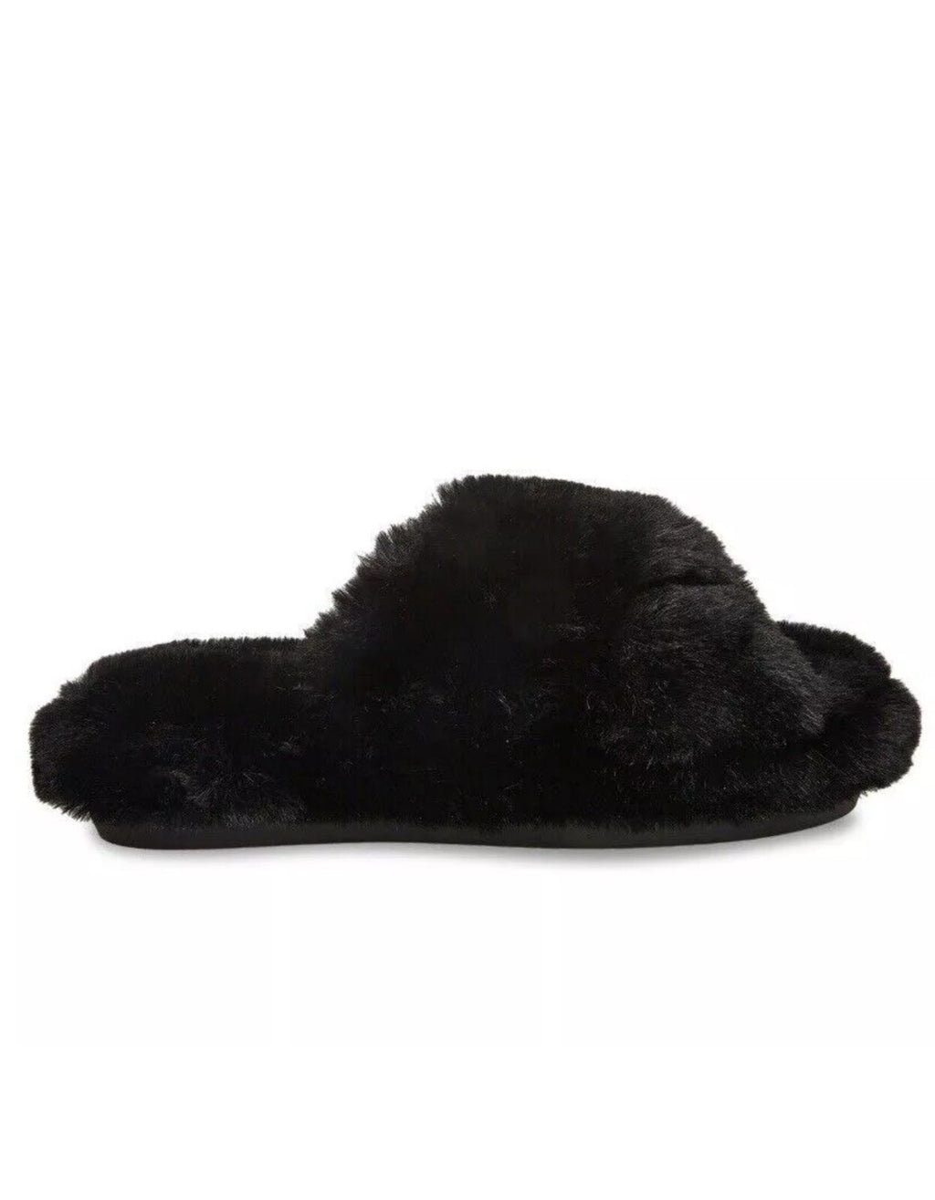 Steve Madden Women's Faux Fur Criss Cross Comfy Slippers Size S 5-6 Black