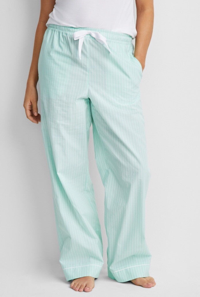   State of Day Women's Printed Poplin Pajama Pants Tea Green Large 