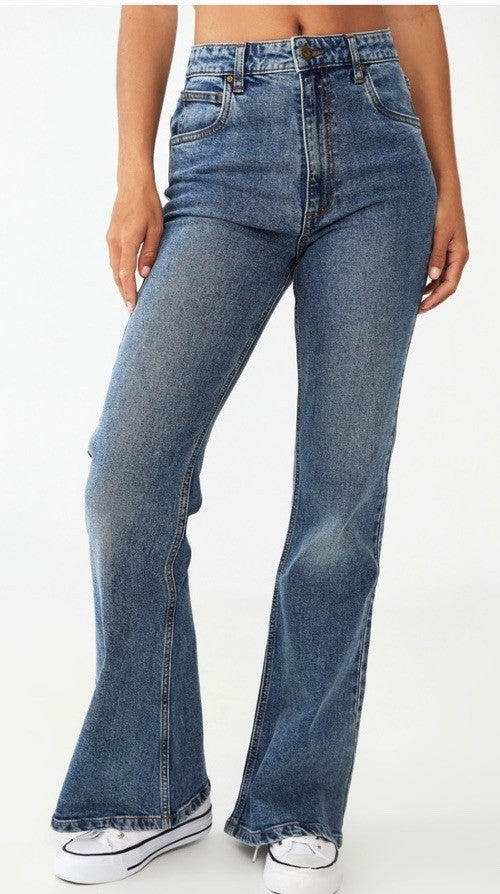 Cotton On Jeans Women Size 6 Blue Original Flare High Rise Stretch