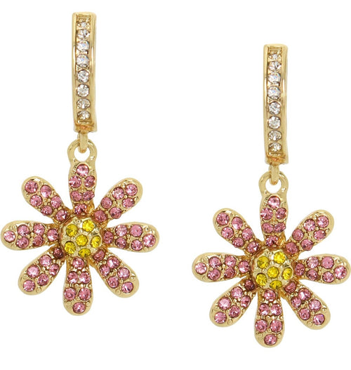 Betsey Johnson Womens Daisy Charm Huggies