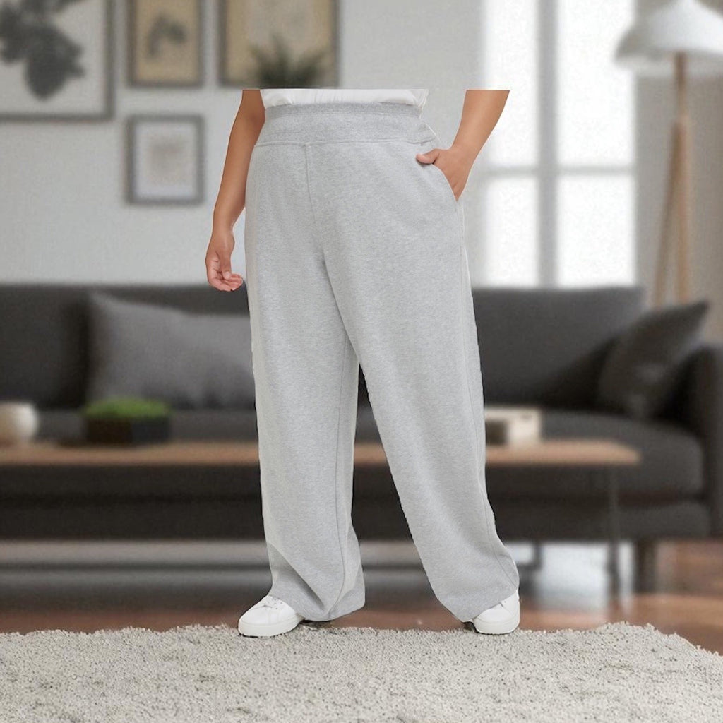 Calvin Klein Women's Gray High-Waist Wide-Leg Sweatpant Pants Plus Size 2X