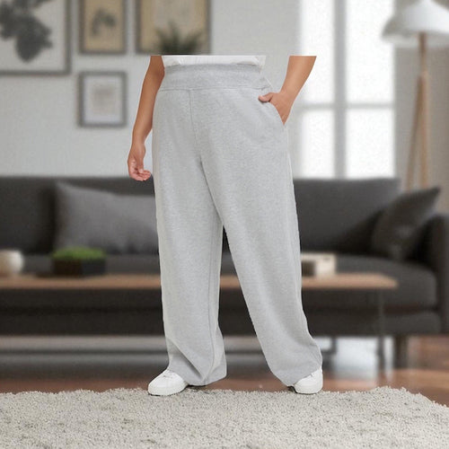 Calvin Klein Women's Gray High-Waist Wide-Leg Sweatpant Pants Plus Size 2X
