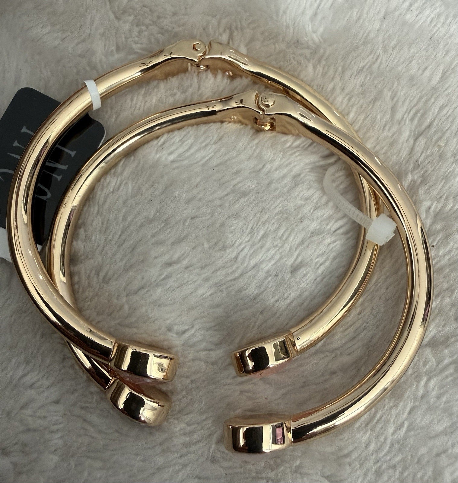 INC International Concepts Gold-Tone 2 Piece Set Stone Cuff Bracelets Blue Green