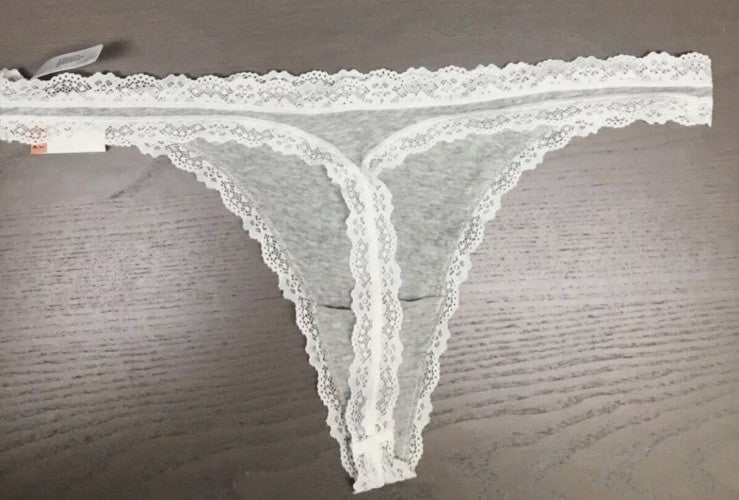 Jenni Women's Lace-Trim Thong Hthr Grey XXL