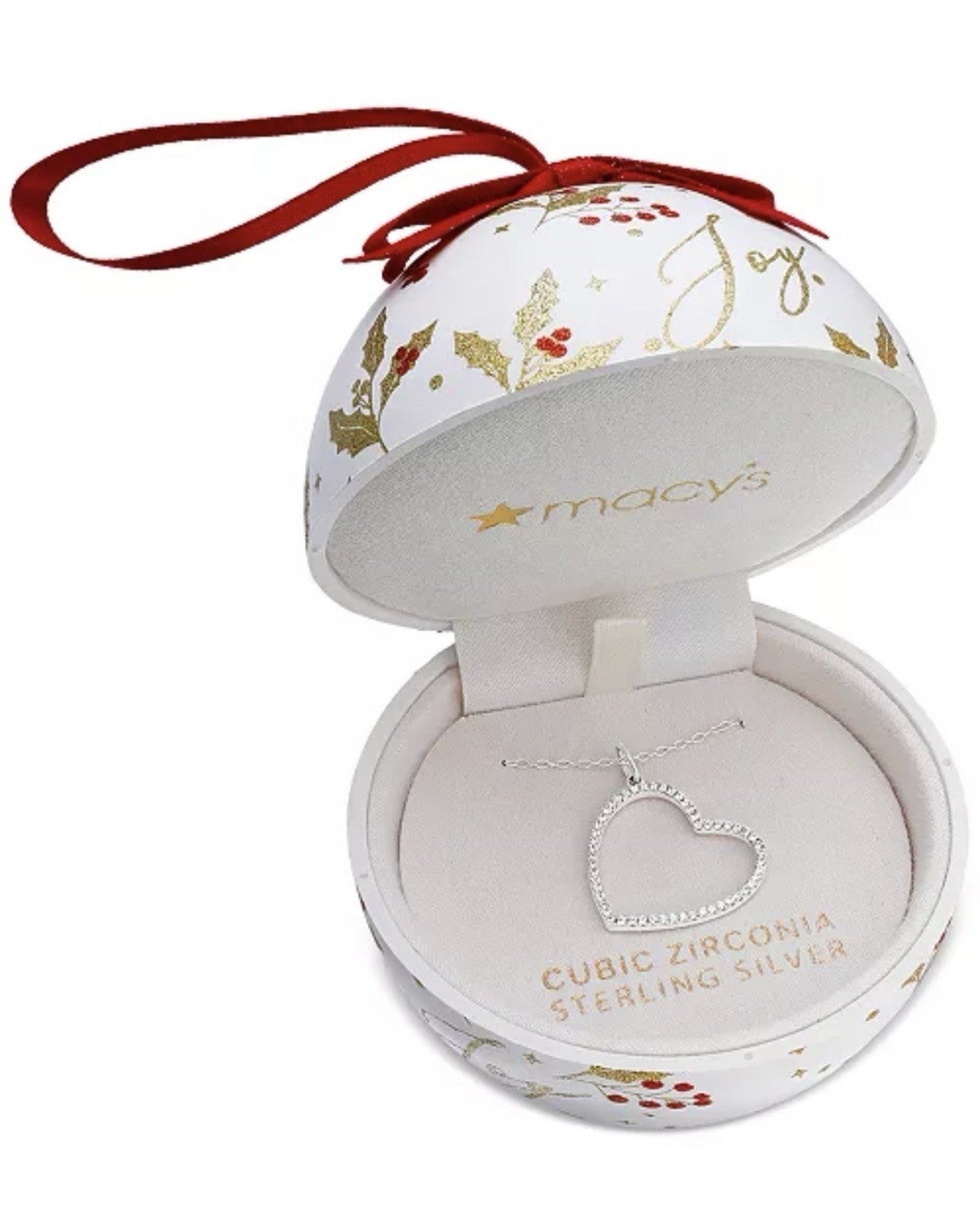 Giani BerniniOrnament Box with Cubic Zirconia Open Heart 18" Pendant Necklace