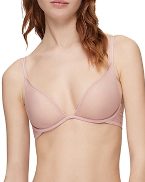 Calvin Klein Women's Sheer Marquisette Unlined Plunge Bra Nude Color 34B