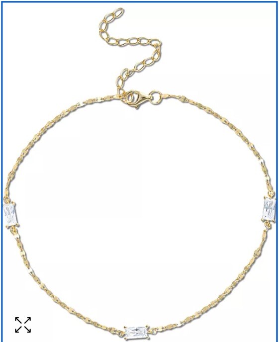 Giani BerniniCubic Zirconia Station Mirror Link Ankle Bracelet in 18k Gold Plato