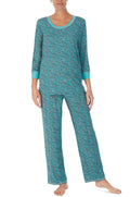 Cuddl Duds Women's Printed 3/4-Sleeve Pajamas Set Small Multicolored 