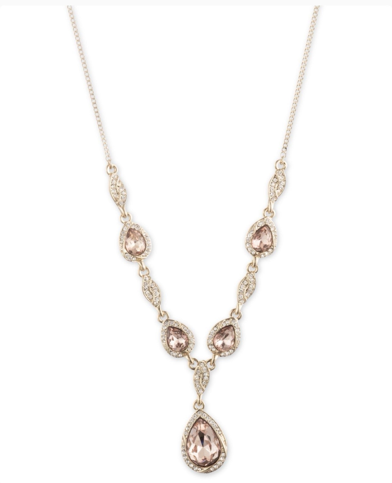 Givenchy Gold-Tone Crystal Pear Y Necklace, 16" + 3" Extender - Green