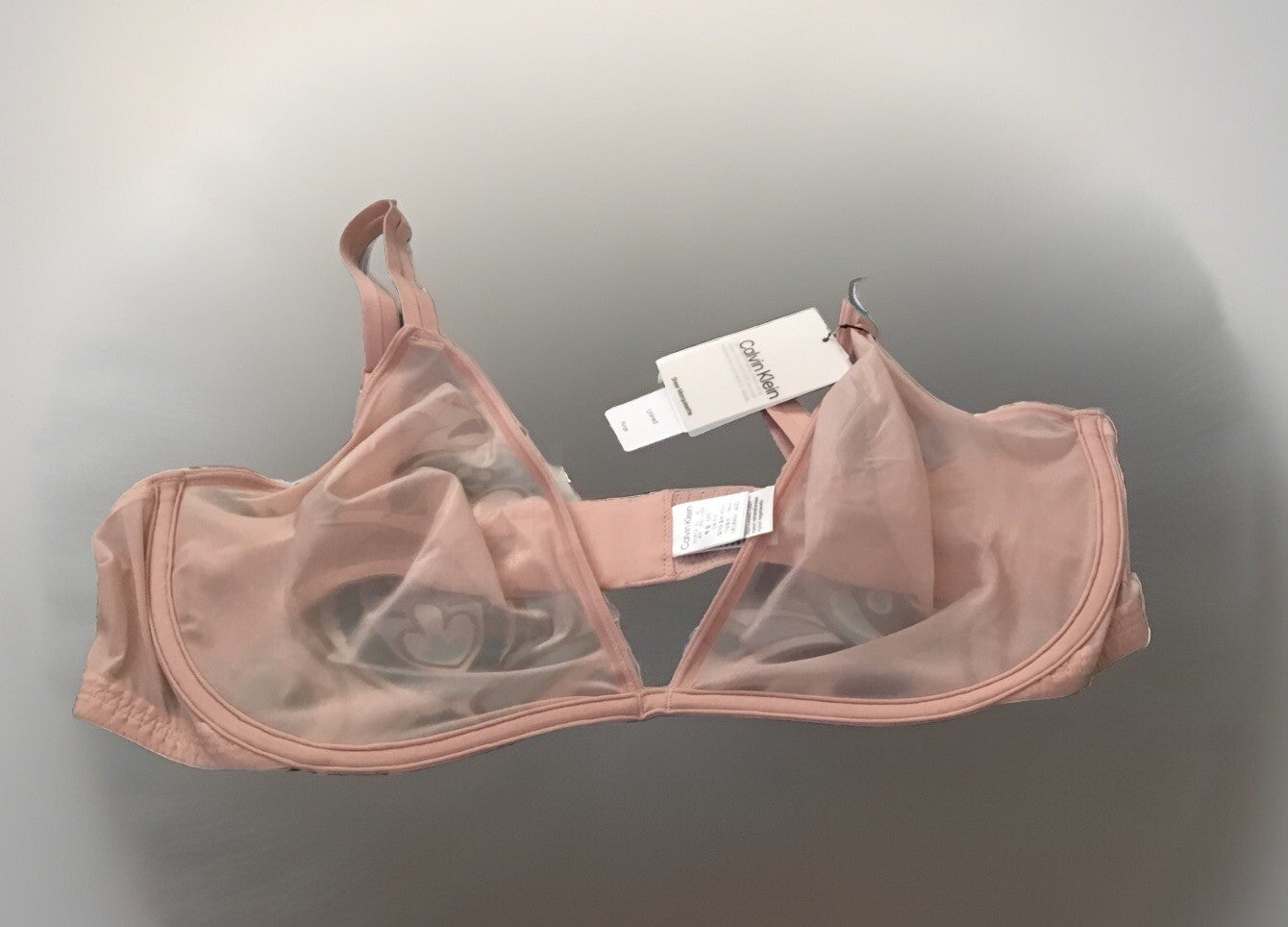 CALVIN KLEIN Women's Sheer Marquisette Unlined Plunge Bra Subdued Pink 34C