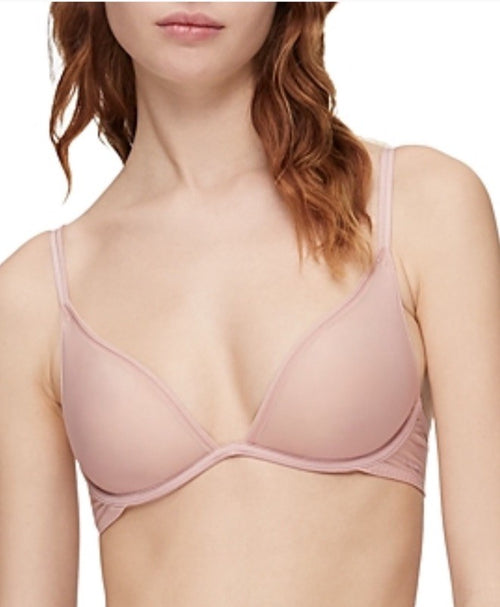 Calvin Klein Women's Sheer Marquisette Unlined Plunge Bra 32C Tan