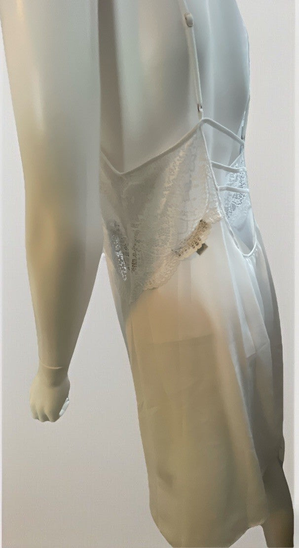 NWD INC Lace & Chiffon Nightgown Lingerie White LX