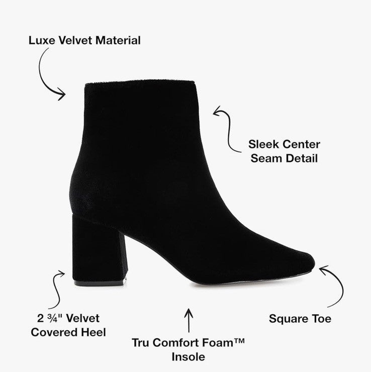 Journee Collection Women's Hazara Velvet Block Heel Dress Booties Black 9