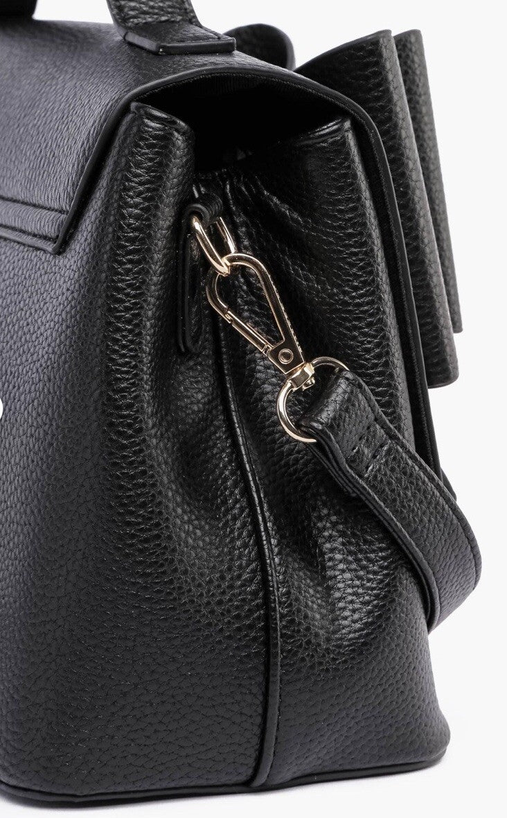GROSSI/LIKE DREAMS Eva double bowtie vegan leather top handle crossbody -BLACK