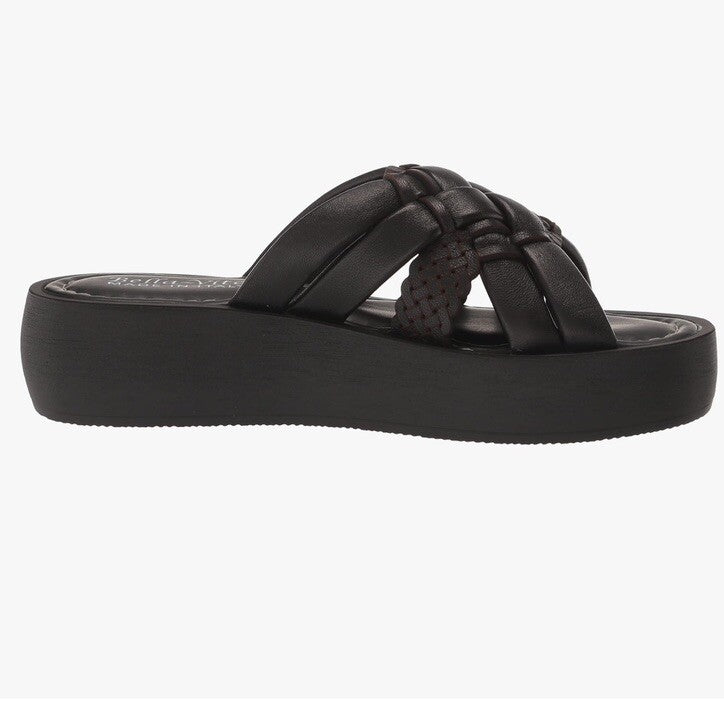 Bella Vita Women Ned-Italy Platform Leather Slide Sandals 5M Black