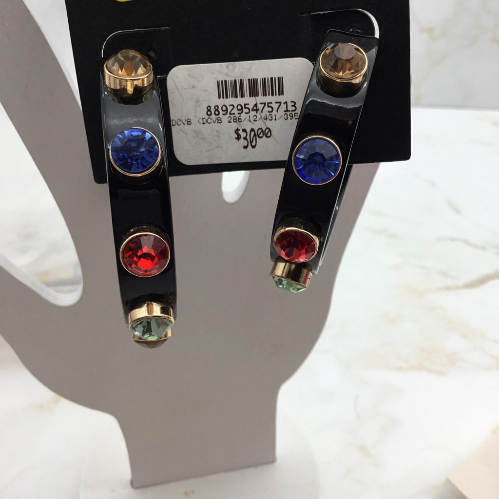 Steve Madden Women's Stone Large Hoop Earrings Multicolored 
