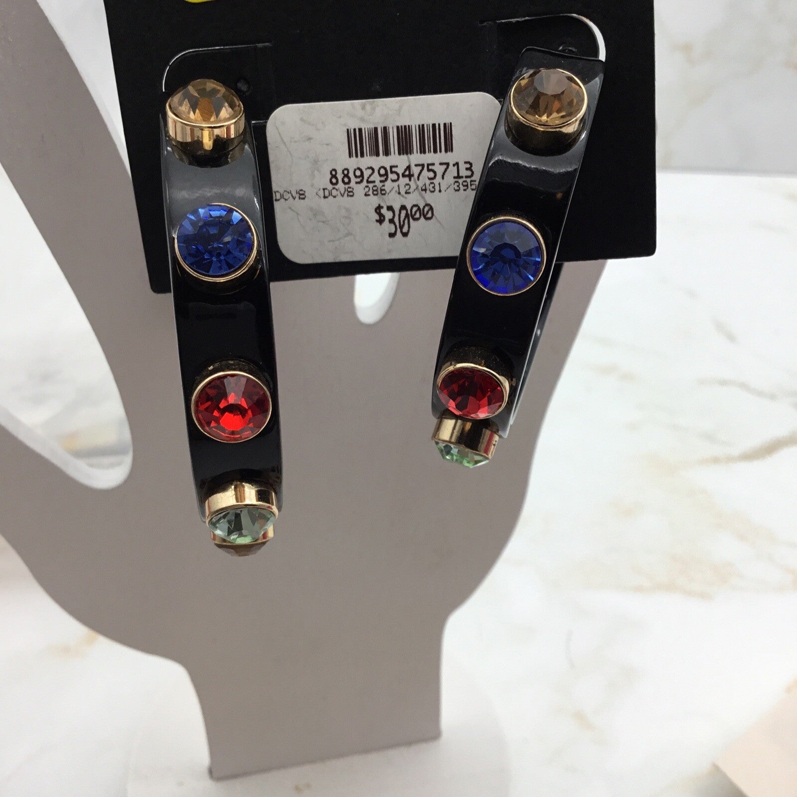 Steve Madden Women's Stone Large Hoop Earrings Multicolored 