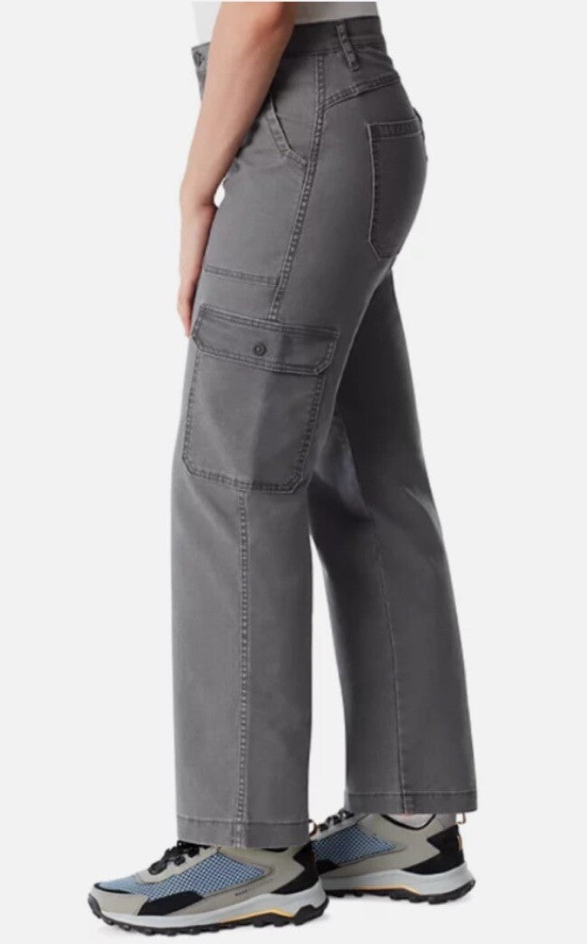 Bass Outdoor Women High-Rise Canvas Cargo Pants Forged Iron Size 4
