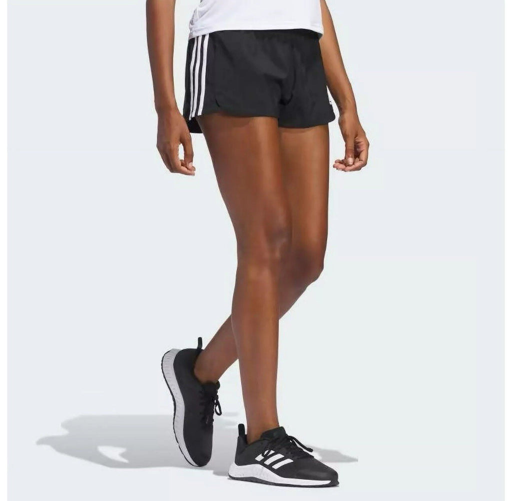 Adidas Pacer Shorts Women's Black/White Size XXL 3 Stripe Knit Polyester Gym