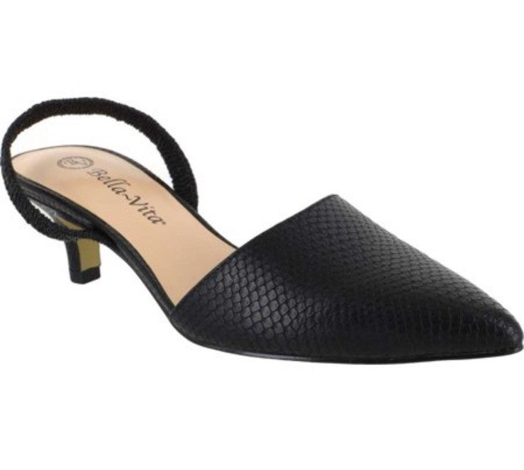 Bella Vita Womens Sarah Slingback Snake Print Pumps Sandals Black Size 11N