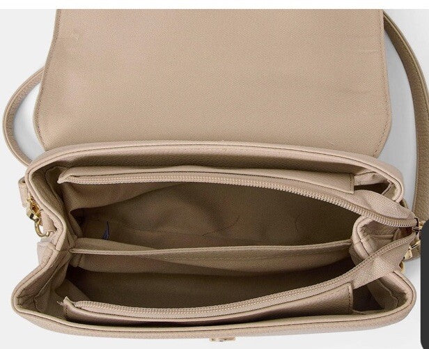 Like Dreams Eva Double Bow Vegan Satchel Crossbody Bag Beige 