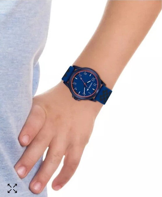 Lacoste Kids Rider Blue and Black Checkered Print Silicone Strap Watch 36mm