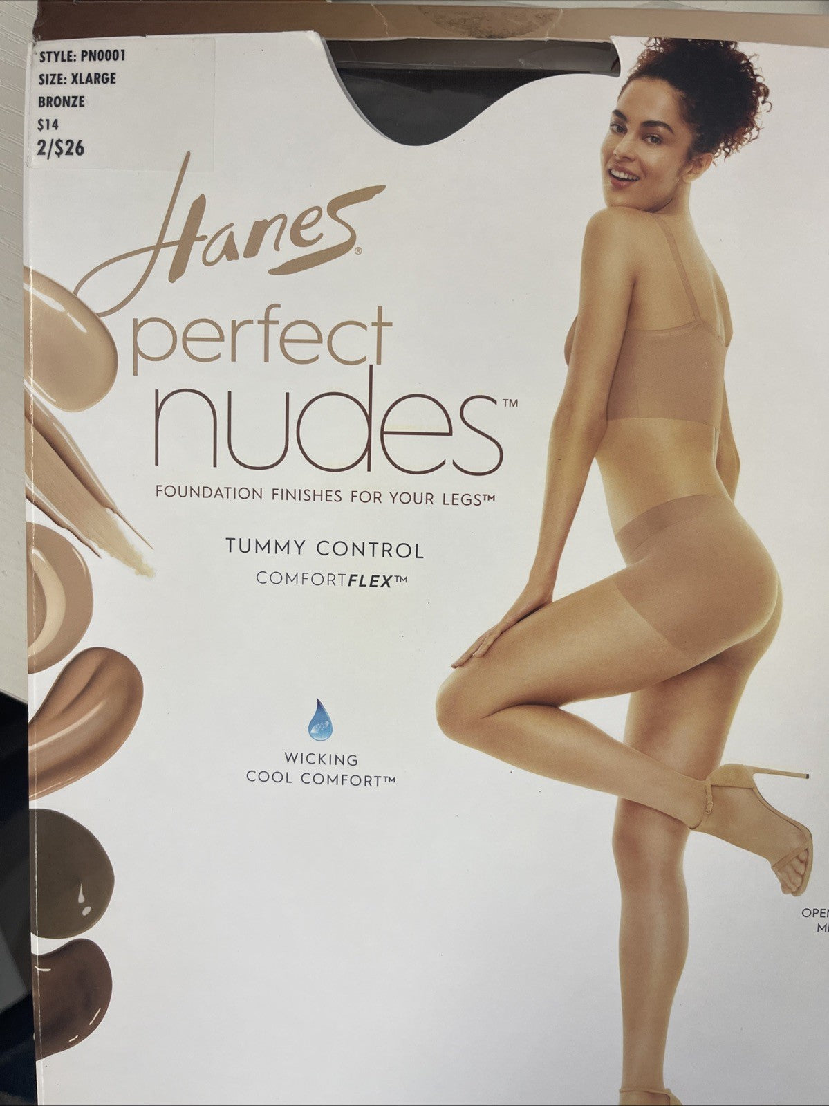 Hanes Perfect Nudes Tummy Control ComfortFlex Wicking Pantyhose bronze sz XL