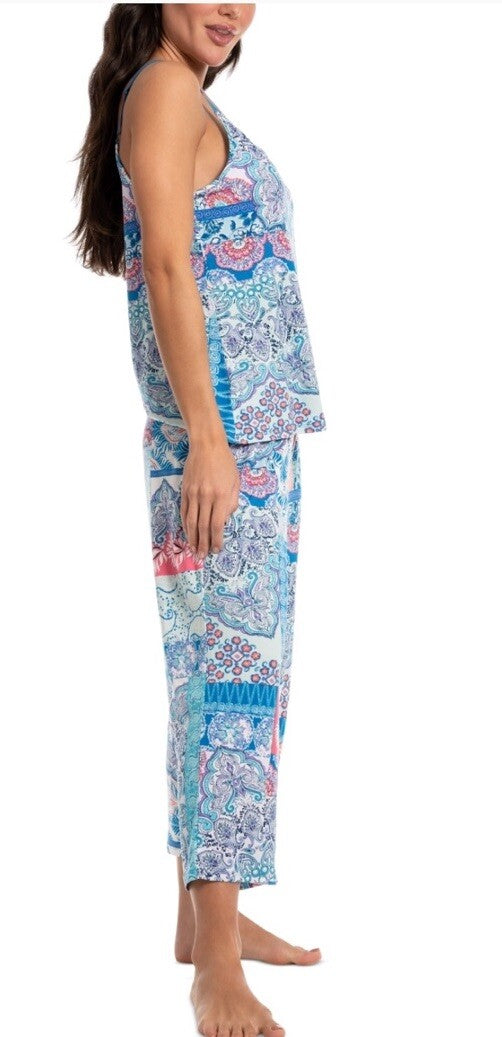 Linea Donatella Women's 2-Pc. Cropped Pajamas Set - Blue Small /