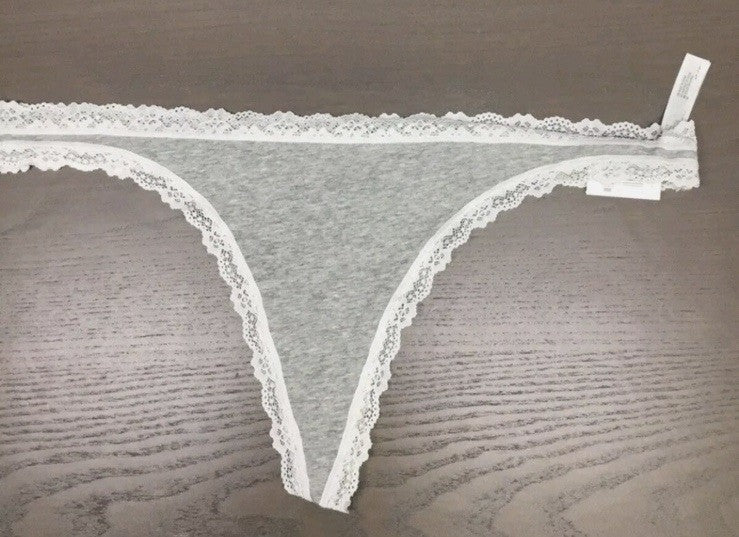 Jenni Women's Lace-Trim Thong Grey XL