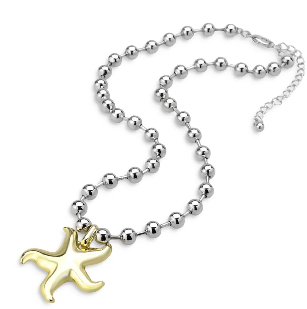 AQUA Eno Two-Tone Starfish Bead Pendant Necklace, 16-19"  