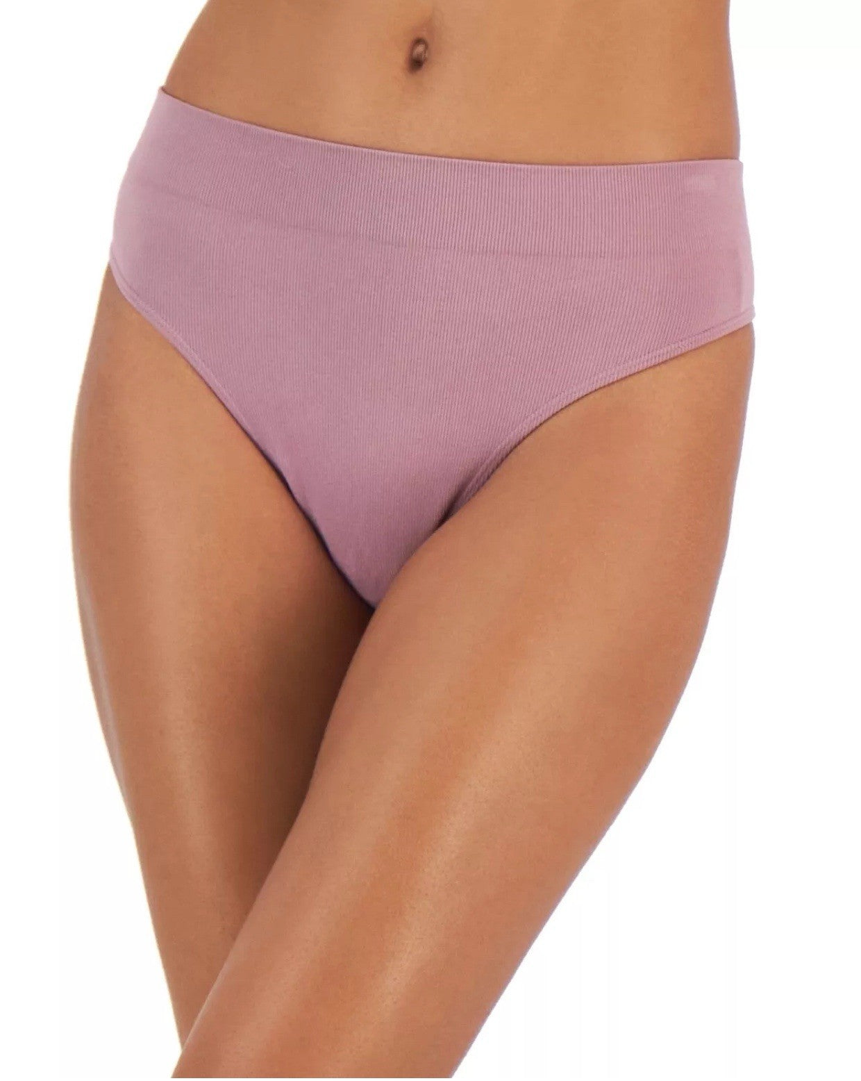 Jenni Women’s Seamless Ribbed Hi-Cut Thong, Antique Rose, XXL