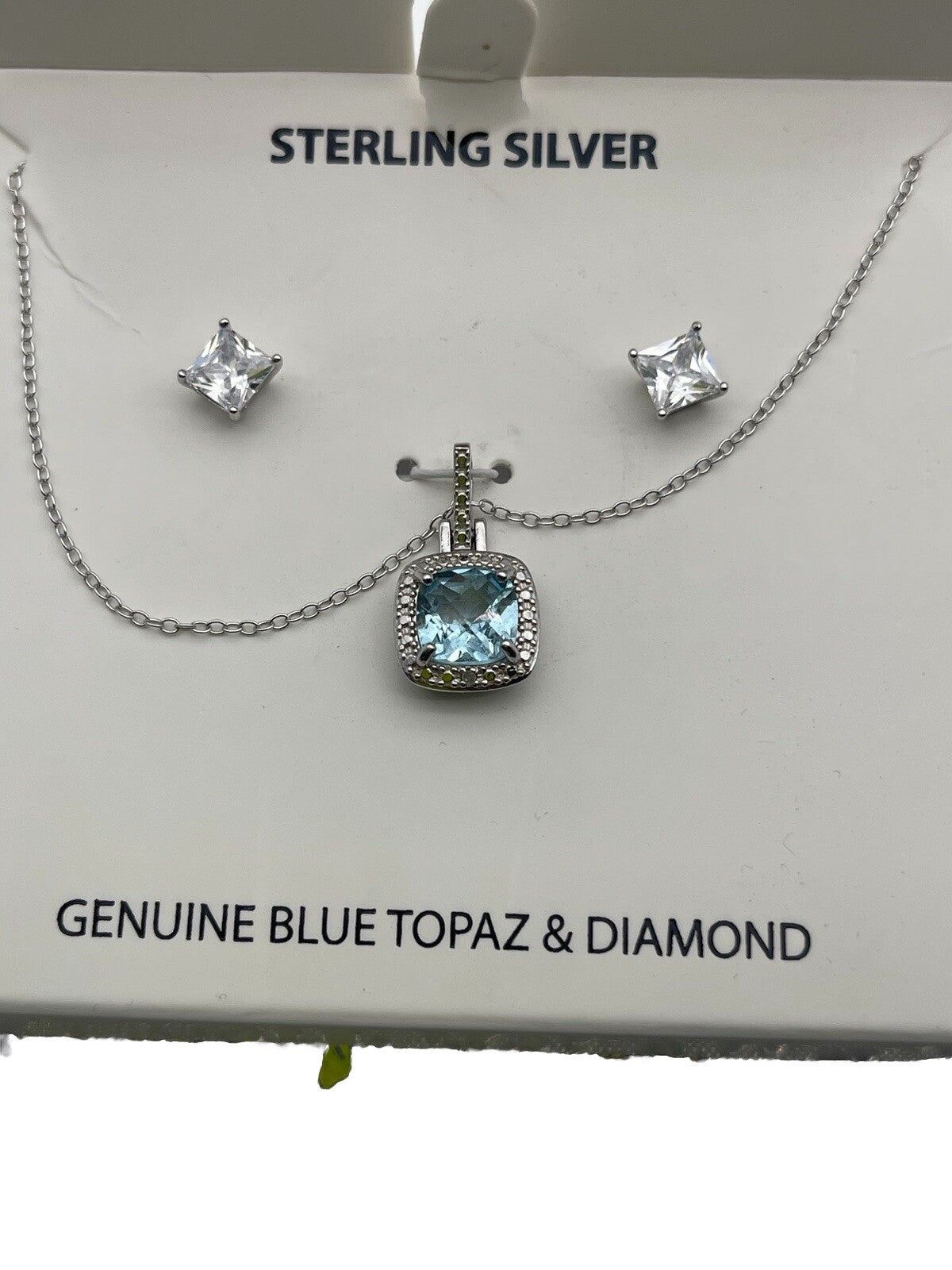 r h macy co fine jewelry Sterling Silver Genuine Blue Topaz Necklace With Earr 
