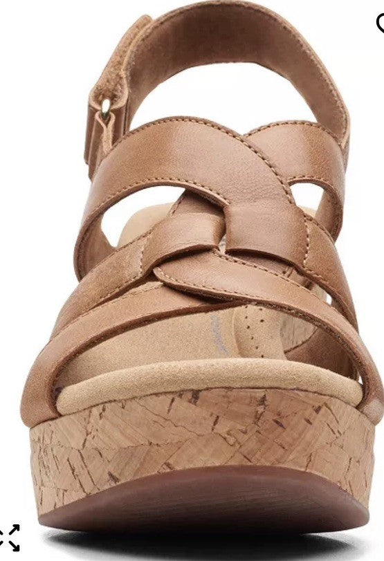Clarks Giselle Sandals Women's 7.5M Tan Leather