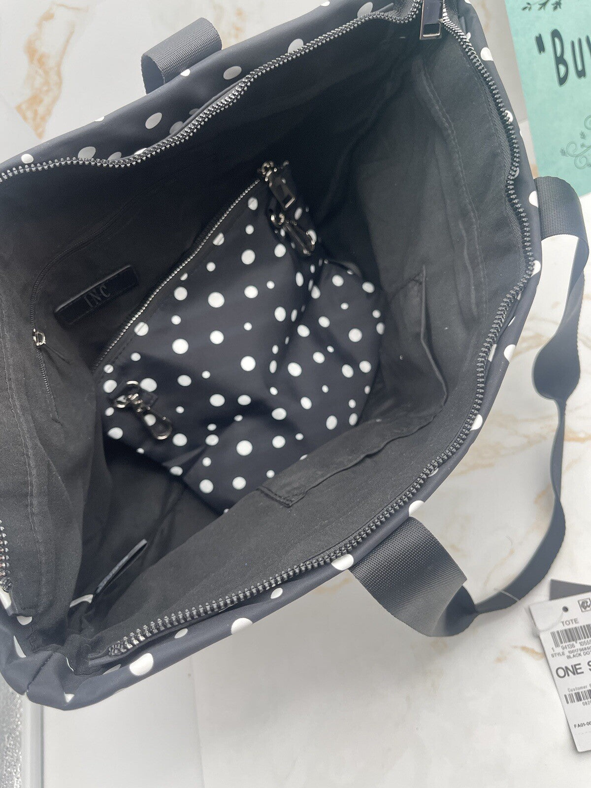 inc international concepts Tote Black Dots One Size 