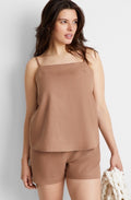 State of Day Women's 2-Pc. Sleeveless Linen Pajamas XXL Natural Umber