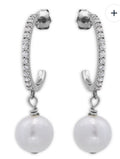 CULTURED FRESHWATER PEARL CHARM PAVÉ HOOP EARRINGS - EXCLUSIVE
