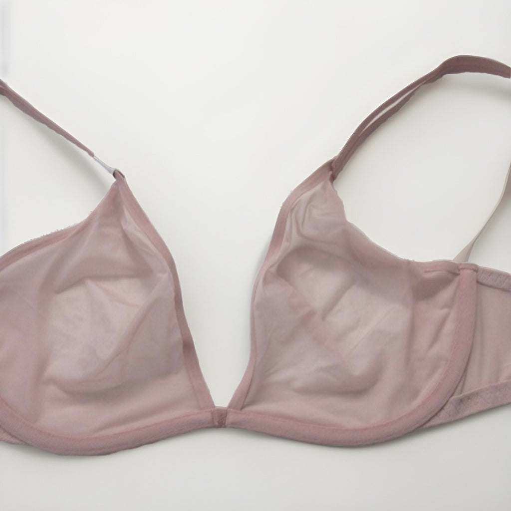 Calvin Klein Women's Sheer Marquisette Unlined Plunge Bra Beige 32B