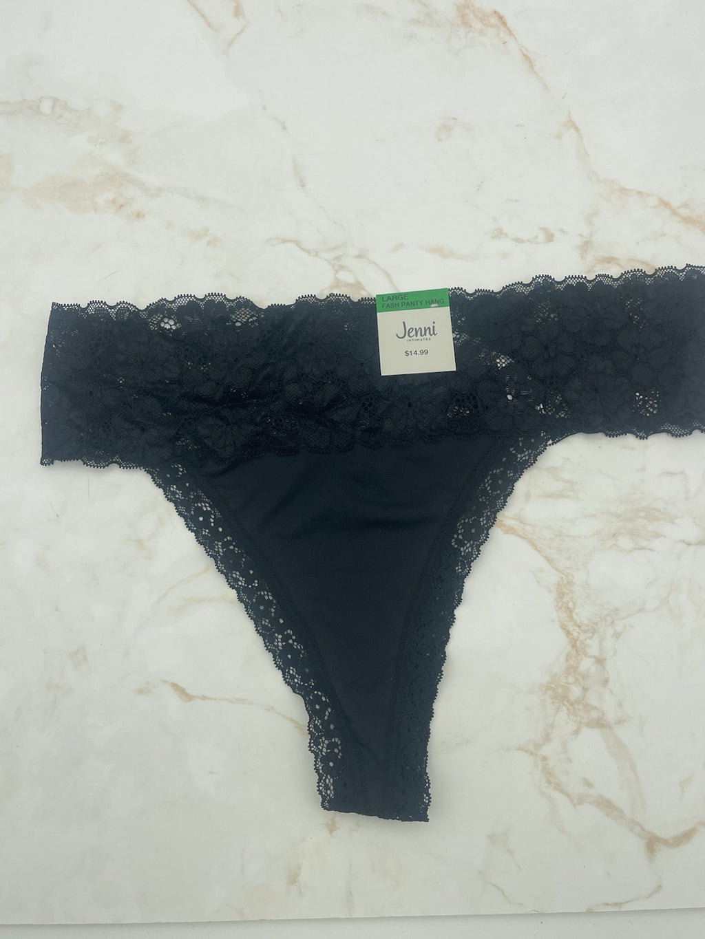 Jenni Intimates Lace-Trim & Leopard Lace Thong Underwear - Size L