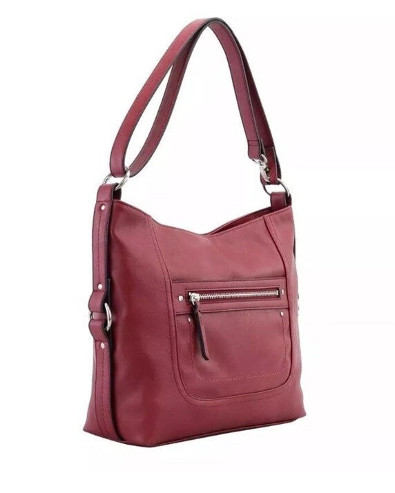 INC INT. CONCEPTS Riverton faux-leather medium hobo shoulder bag - DARK CHERRY