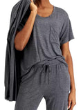  Alfani Super Soft Scoop-Neck Pajama Top Charcoal L