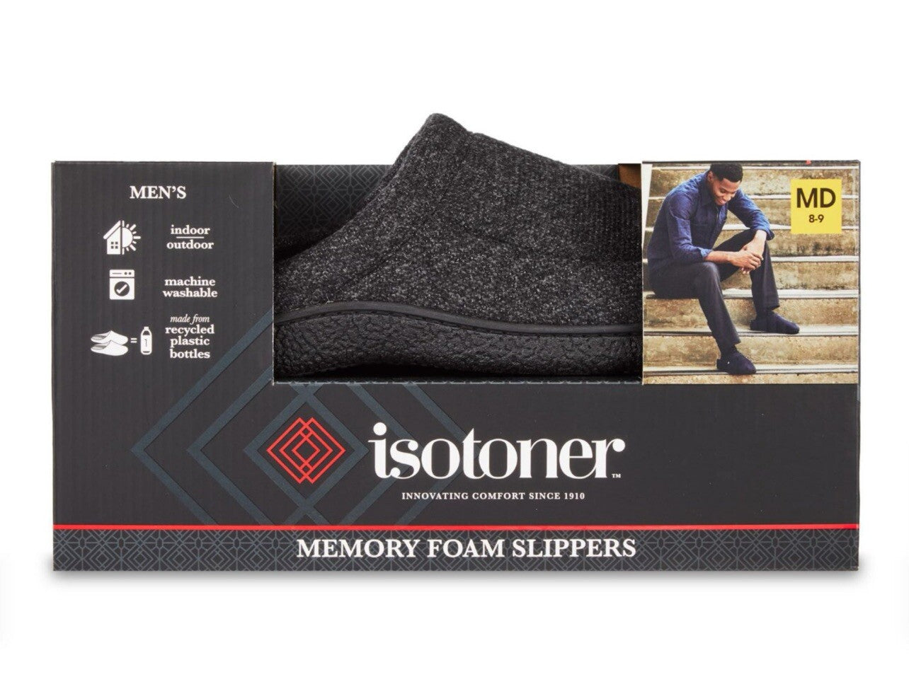 Isotoner Memory Foam Slippers Eco Comfort Black   XL. 11-12