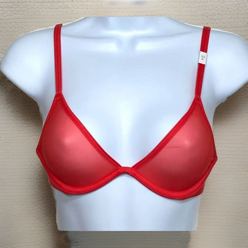 CALVIN KLEIN Women's Sheer Marquisette Unlined Plunge Bra QF6727 NEW w TAGS 32C