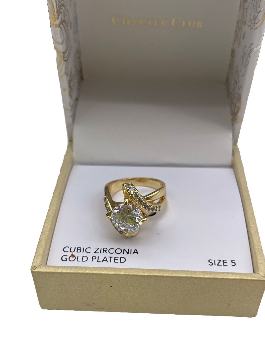  Charter Club Cubic Zirconia Gold Plated Ring Size 5