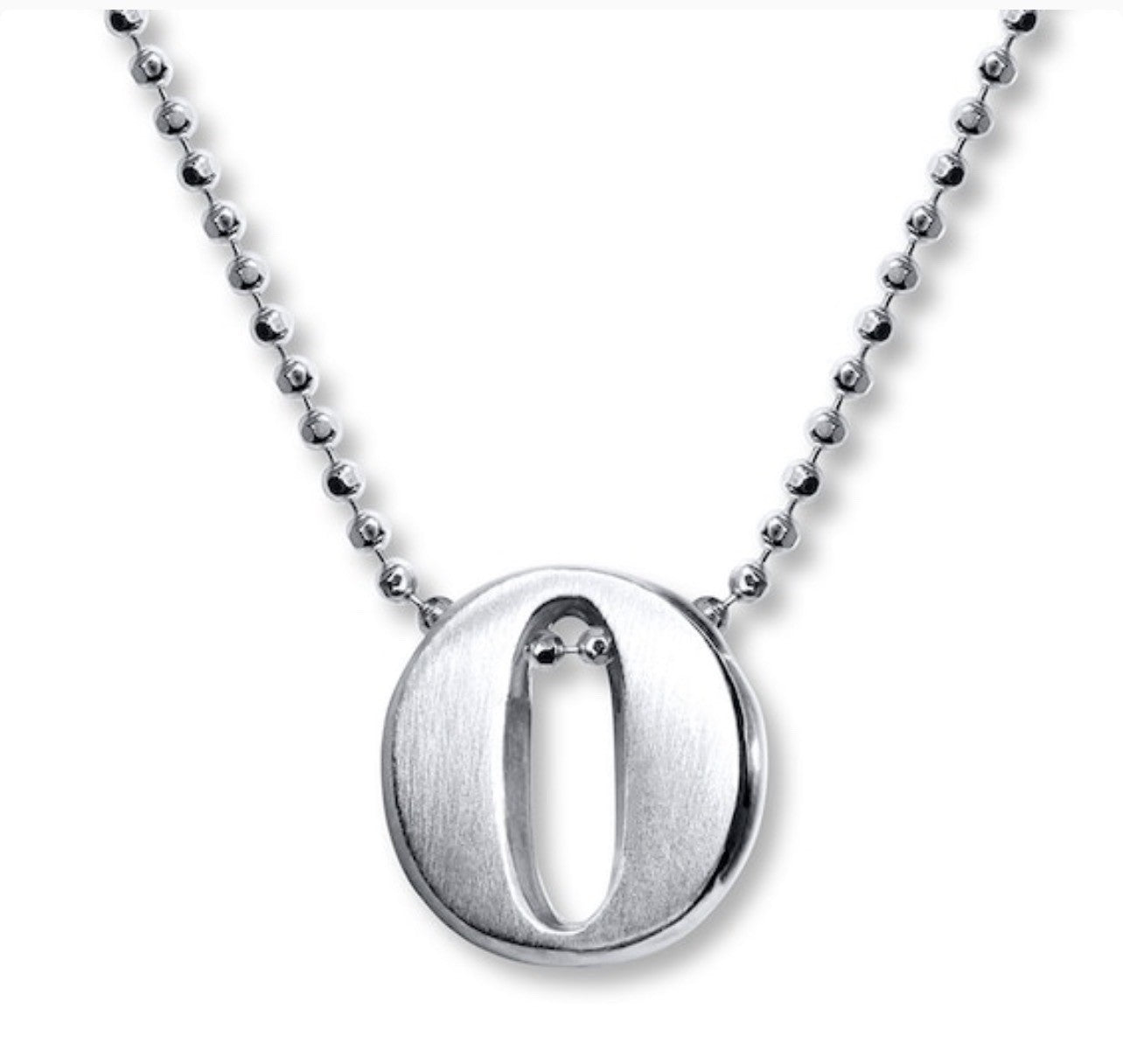 Alex Woo Little Letter by Initial Pendant Necklace in Sterling Silver "O”