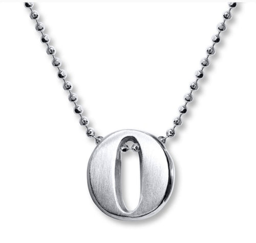Alex Woo Little Letter by Initial Pendant Necklace in Sterling Silver "O”