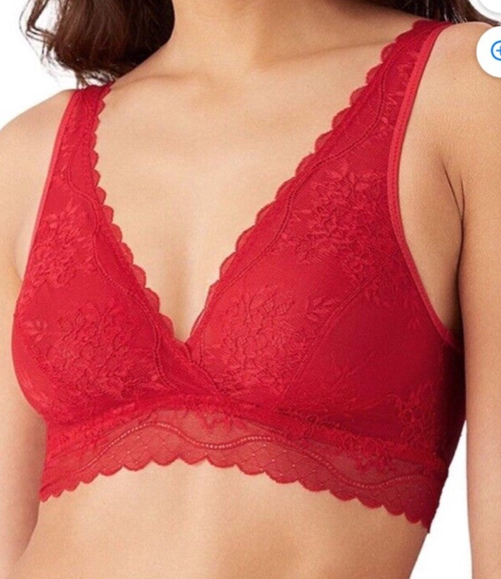 No Strings Attached Plunge Bralette b.tempt'd by Wacoal Red XL